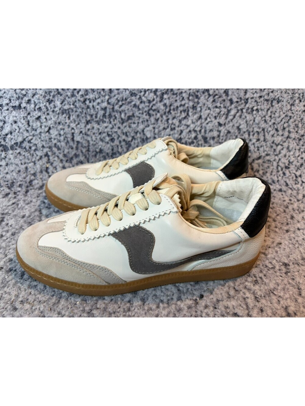 Dolce Vita Notice Wide Leather Sneakers White Gray Gum Sole Women's 6.5W NWB